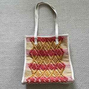 Target Universal Thread Embroidered Tote Bag Woven Yellow Orange Boho